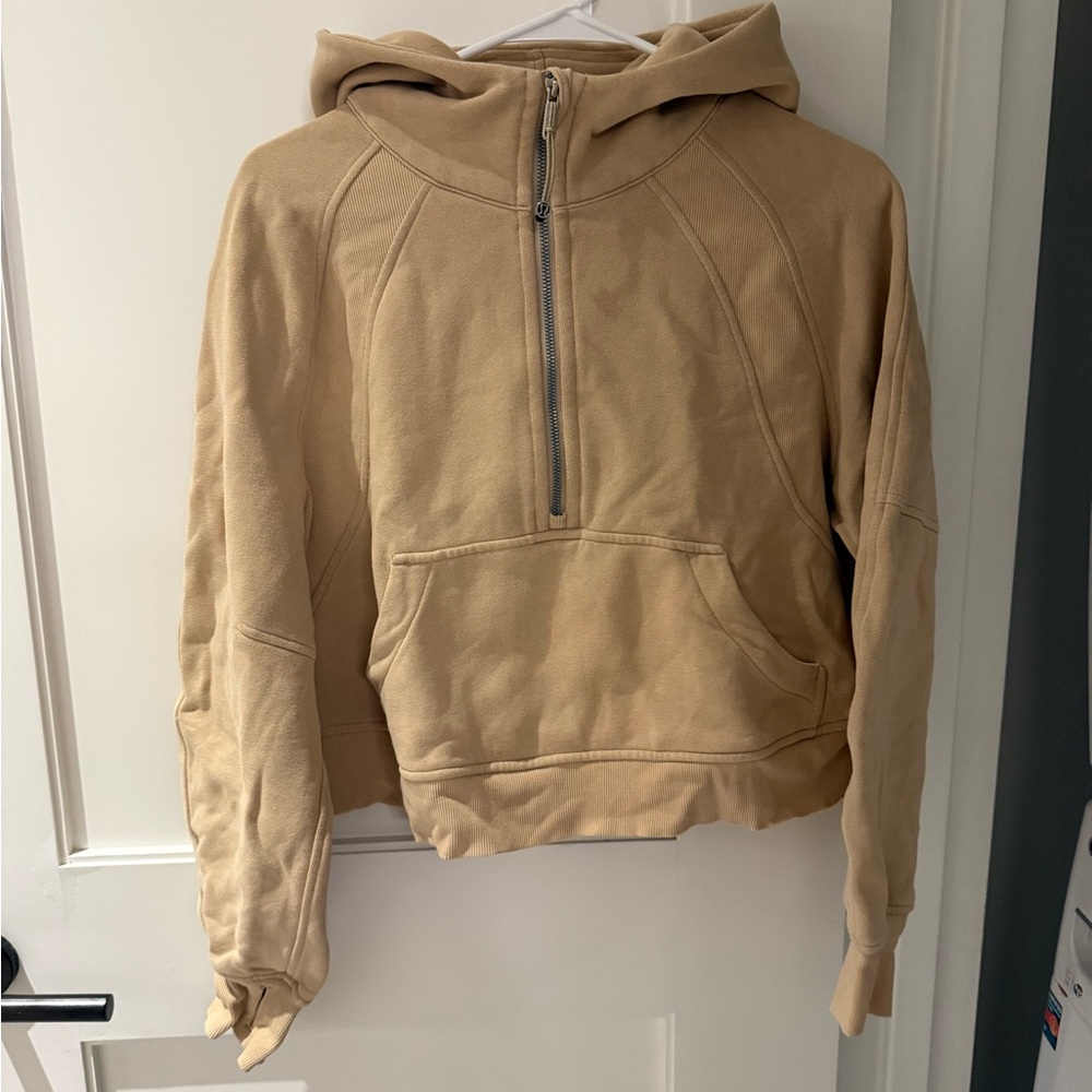 lululemon athletica Tan Half-Zip Hooded Sweatshirt